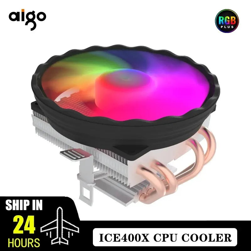 Purilite Select ICE400X RGB CPU Air Cooler – 4 Heat Pipes, 120mm PWM Fan, Multi-Socket Support