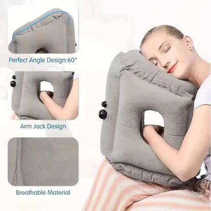 Purilite Select Inflatable Travel Pillow | Flocking Sleeping Pillow | U-Shape Neck Cushion | Long Distance Travel | Aircraft Lunch Rest Pillow