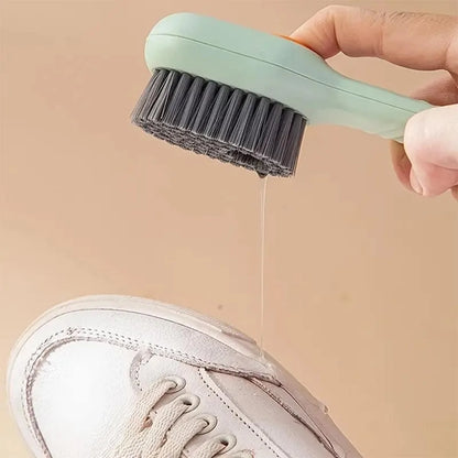 Purilite Select Multi-Function Long Handle Cleaning Brush with Press-On Liquid Dispenser for Shoes and Household Cleaning (Set of 3)