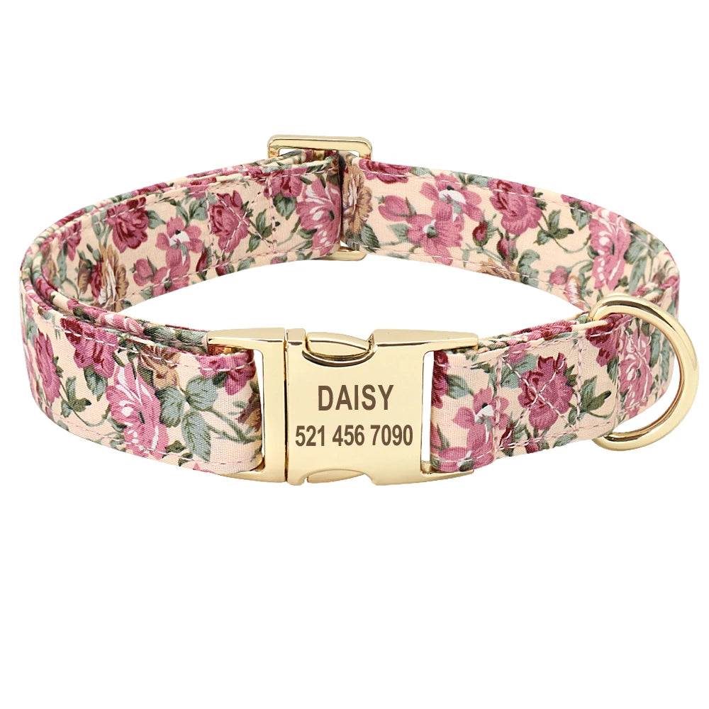 Purilite Select Personalized Floral Dog Collar and Leash Set
