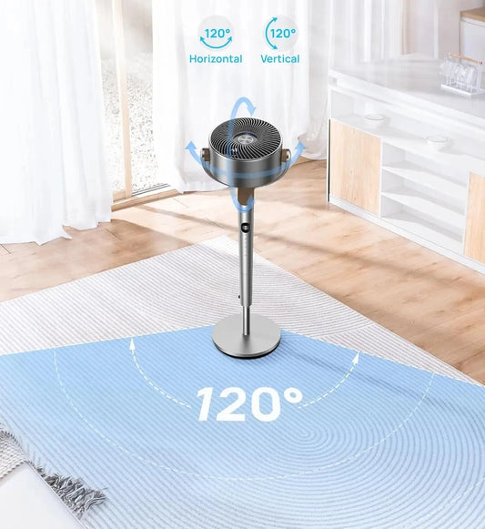 Purilite Select Ultra Quiet Pedestal Fan | 120° Omni-Directional Oscillation | Foldable DC Motor Standing Fan with Remote