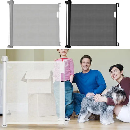 Purilite Select Retractable Baby Gate for Stairs | No-Drill Mesh Safety Gate | Freestanding Child & Pet Safety Door Barrier | Indoor Outdoor Home Use