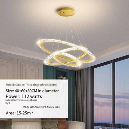 Purilite Select Three-Ring Crystal Chandelier