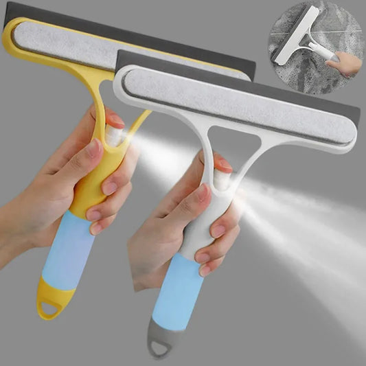 Purilite Select 3-in-1 Window Cleaning Squeegee Multi-Function Glass Mirror Wiper with Spray Bottle and Microfiber Scrub Household Car Cleaner Tool