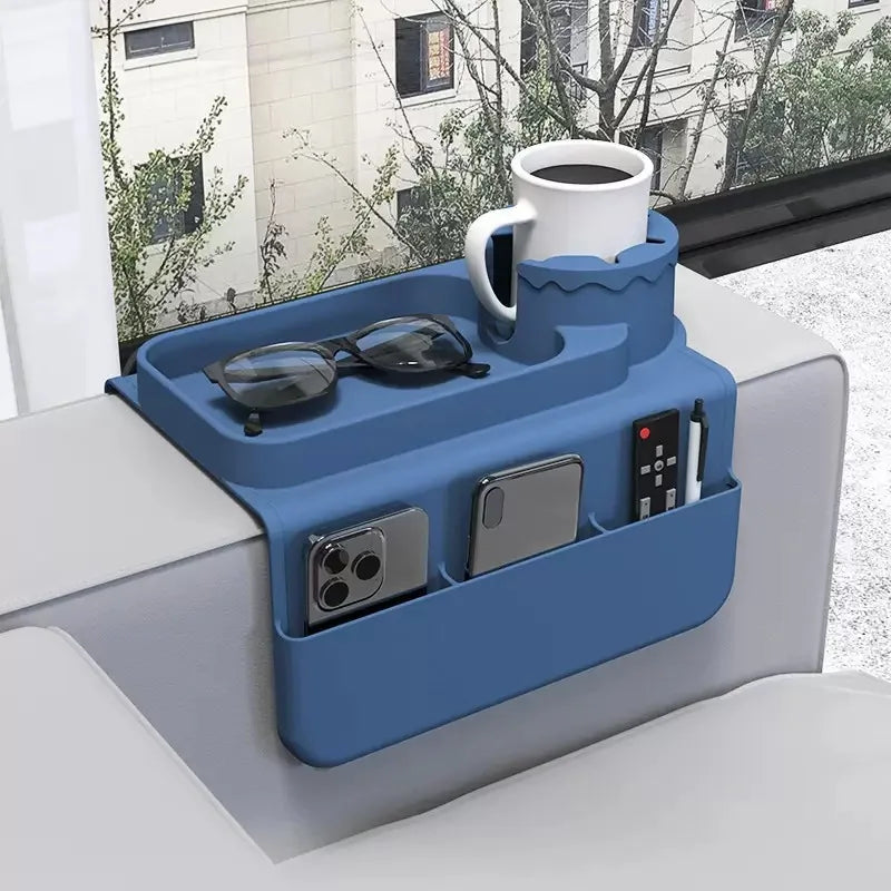 Purilite Select Silicone Coaster Sofa Cup Holder Tray | Sofa Armrest Storage Box | Side Pocket for Remote & Beverage