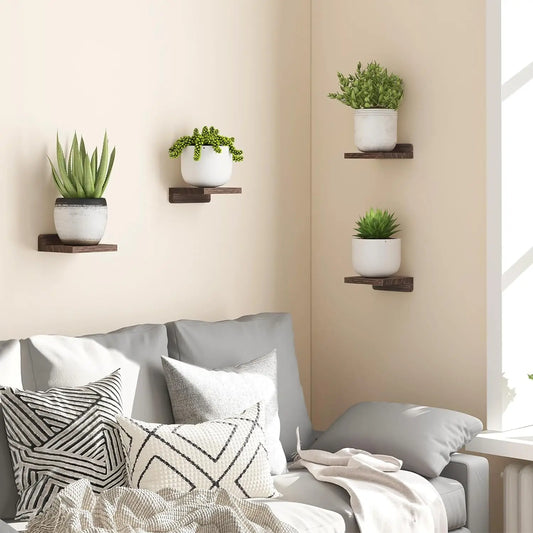 Purilite Select 4-Pack Mini Floating Wood Shelves (5 Inch)