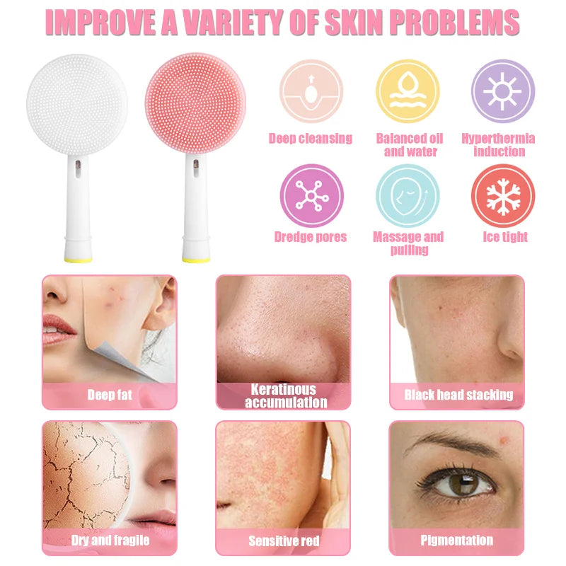 Purilite Select Silicone Facial Cleansing Brush Replacement Head for Electric Facial Care Device Soft Skin Cleansing Attachment (Set of 3)