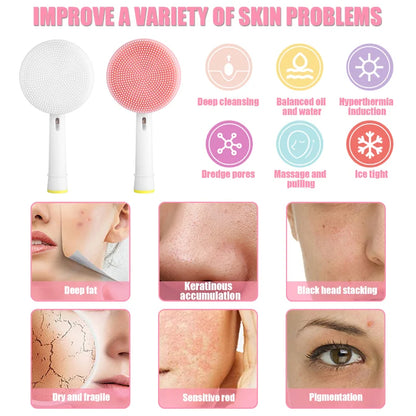 Purilite Select Silicone Facial Cleansing Brush Replacement Head for Electric Facial Care Device Soft Skin Cleansing Attachment (Set of 3)