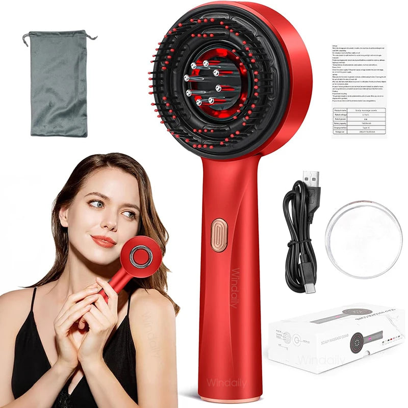 Purilite Select 3 in 1 Red Light Therapy Scalp Massager Comb with Hair Oil Applicator and Vibration Hair Care Brush
