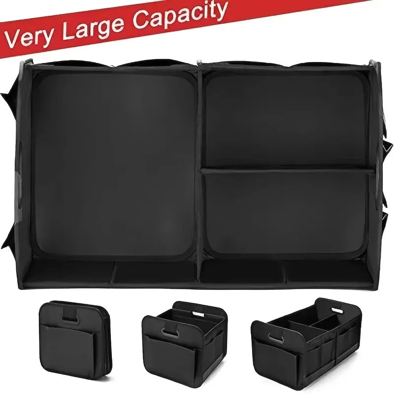 Purilite Select Collapsible Car Trunk Storage Box, 600D Oxford Fabric SUV Cargo Organizer with Multiple Compartments & Reinforced Handles