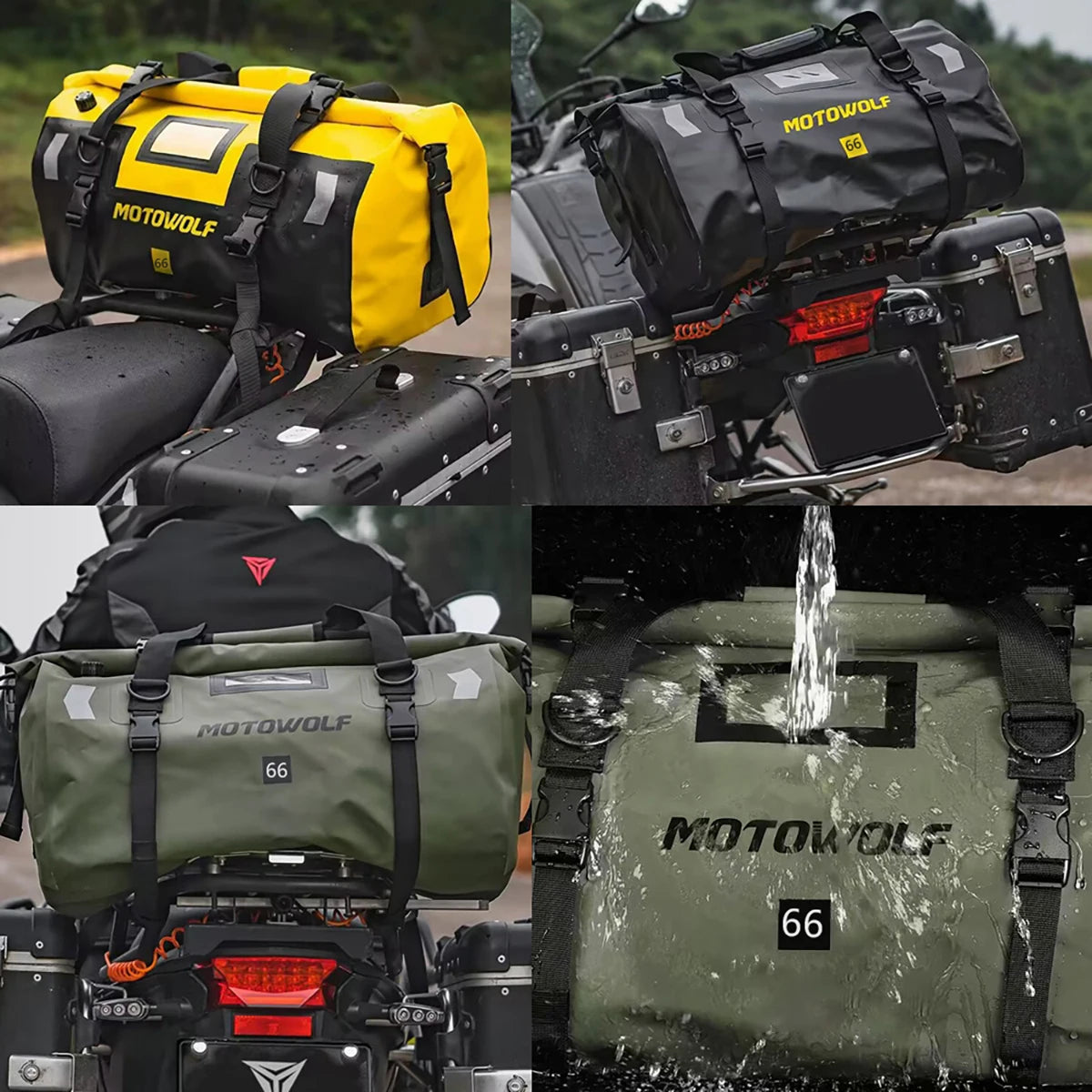 Purilite Select | Universal Motorcycle Waterproof Tail Bag | Back Seat Luggage | 40L / 66L Travel Pack