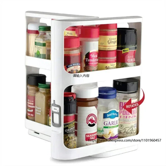 Purilite Select Kitchen Condiment Spice Organizer Rack | Multi-Function Rotating Storage Shelf | Slide Kitchen-Cabinet Cupboard Storage
