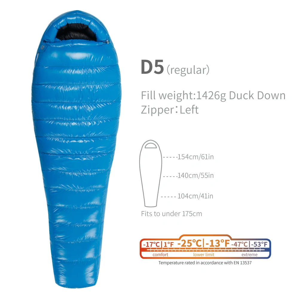 Purilite Select Lightweight Duck Down Winter Sleeping Bag | Compact Backpacking & Camping Mummy Sleeping Bag