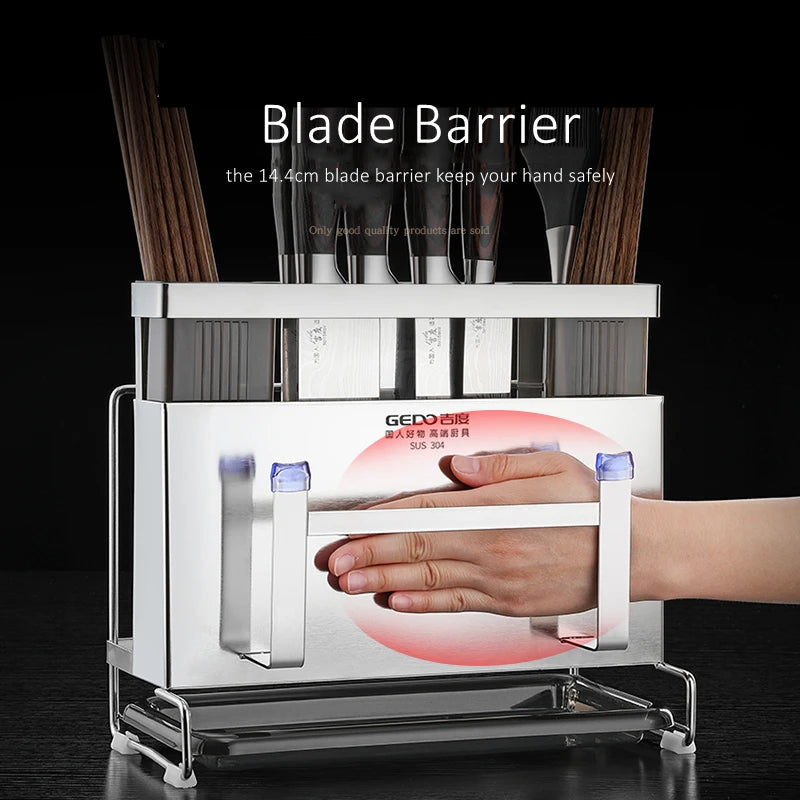 Purilite Select Kitchen Knife Holder | 304 Stainless Steel Flatware Organizer | Non-Slip Base | LFGB Certified | Kitchen Storage Rack