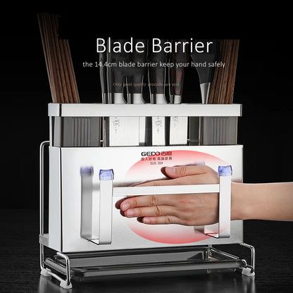Purilite Select Kitchen Knife Holder | 304 Stainless Steel Flatware Organizer | Non-Slip Base | LFGB Certified | Kitchen Storage Rack