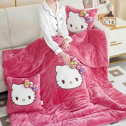 Purilite Select | Hello Kitty Throw Pillow Blanket | Two-in-One Kawaii Flannel Nap Blanket | Kids & Bedroom Decor Gift