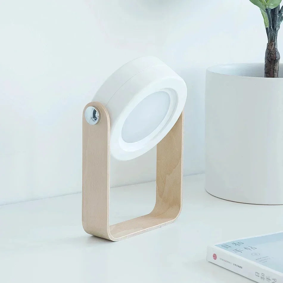 Purilite Select Telescopic Folding LED Touch Night Lamp with Wooden Handle Portable Rechargeable Table Lantern