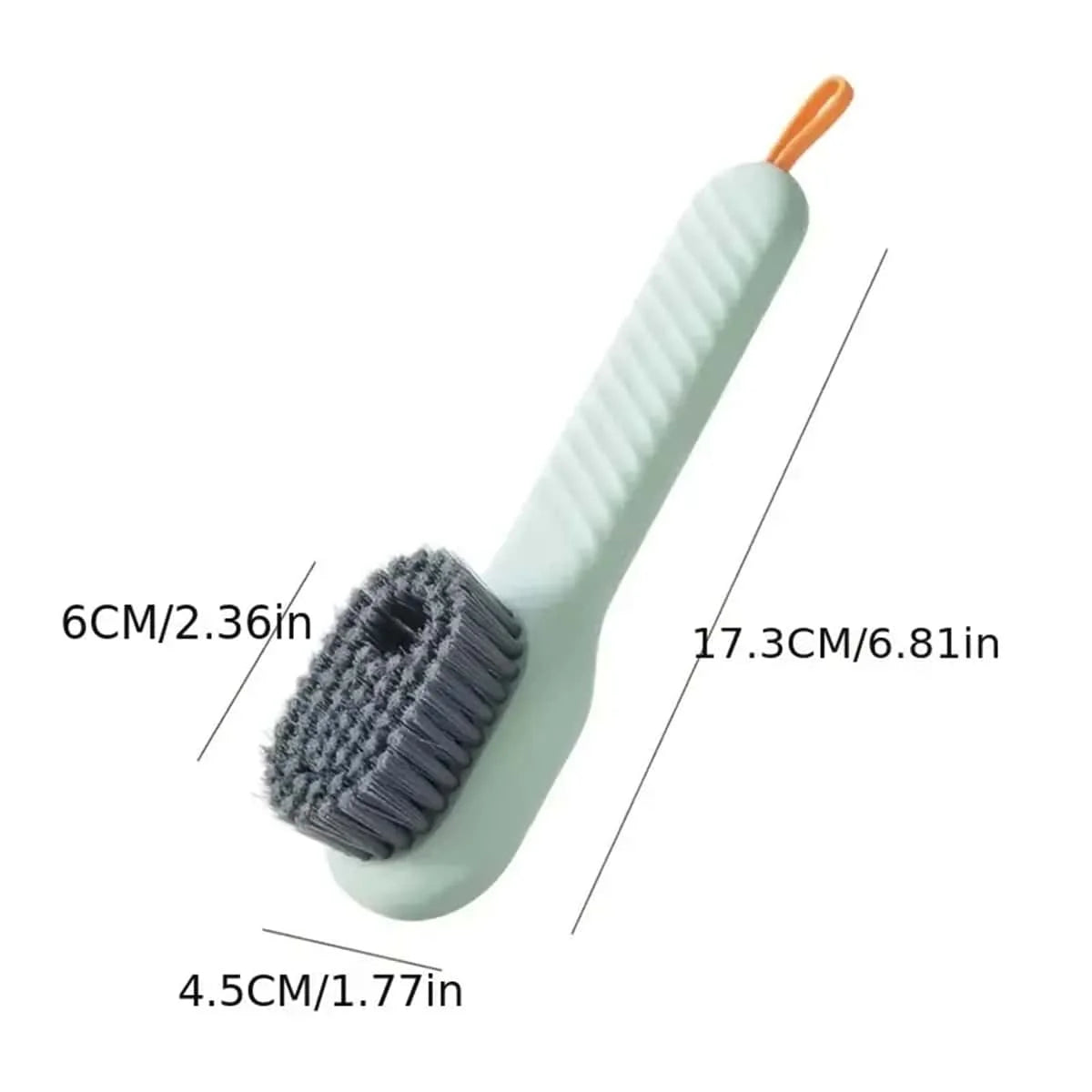 Purilite Select Multi-Function Long Handle Cleaning Brush with Press-On Liquid Dispenser for Shoes and Household Cleaning (Set of 3)