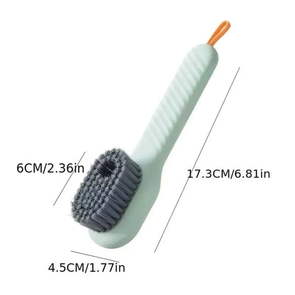 Purilite Select Multi-Function Long Handle Cleaning Brush with Press-On Liquid Dispenser for Shoes and Household Cleaning (Set of 3)