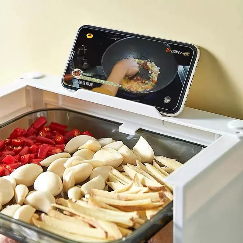 Purilite Select Foldable 6 Layer Kitchen Dish Tray Rack | Multi-Functional Side Dish Organizer | Drawer Design Storage Rack | Wall Mounted Kitchen Storage