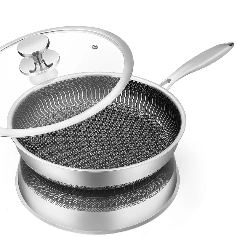 Purilite Select 28cm Stainless Steel Nonstick Honeycomb Frying Pan with Lid