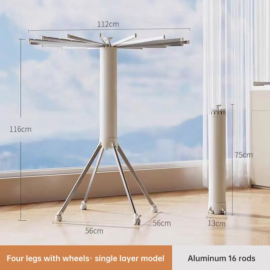Purilite Select Octopus Drying Rack | Balcony & Household Folding Floor Pole | Indoor Portable Clothes Hanging Rack | Quilt Drying Floor Rack