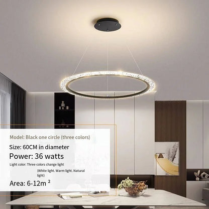 Purilite Select Three-Ring Crystal Chandelier