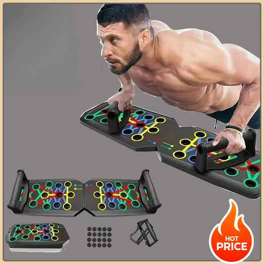 Purilite Select | Foldable Push-Up Board Fitness Rack | Color-Coded Strength Training System for Chest, Arms & Abs | Home Workout Equipment