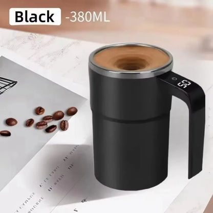 380ML Mini Electric Coffee Cup With Cover Rotating Blender Automatic Mixing Cup USB Charging LED Temperature Display