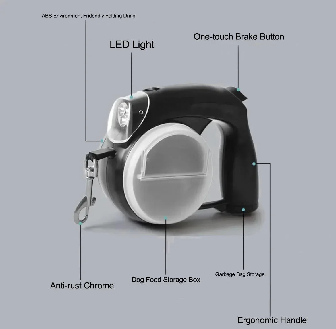 Purilite Select Retractable Dog Leash with Light