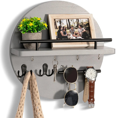 Purilite Select Wooden Wall-Mounted Key Holder with Shelf