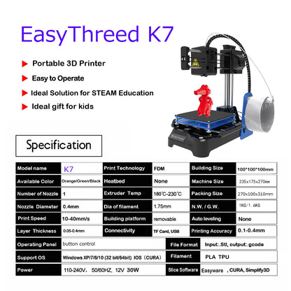 Purilite Select EasyThreed K7 Mini 3D Printer