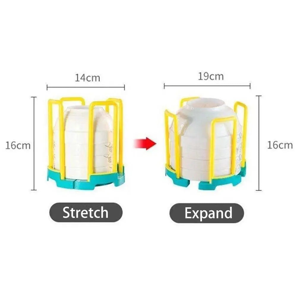 Purilite Select Retractable Bowl Holder Kitchen Organizer | Drainable Cabinet Dish Rack | Space-Saving Storage | Removable Water Cup Holder | PP Plastic Kitchen Accessory