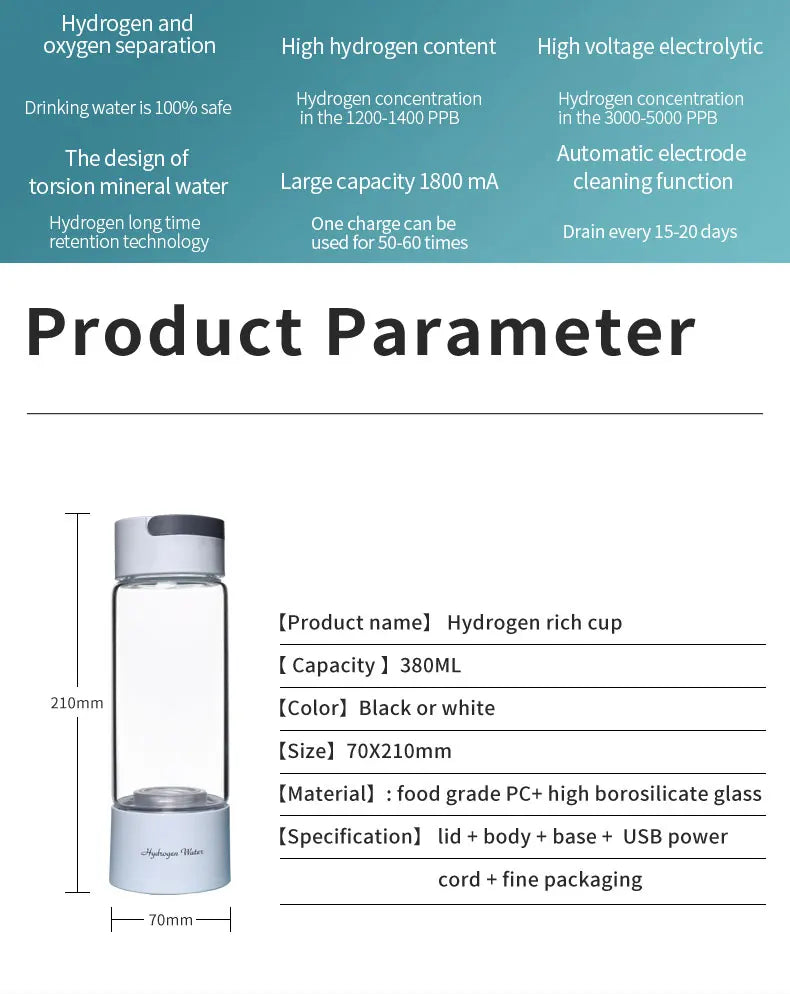 Purilite Select Portable Hydrogen Water Bottle Flask