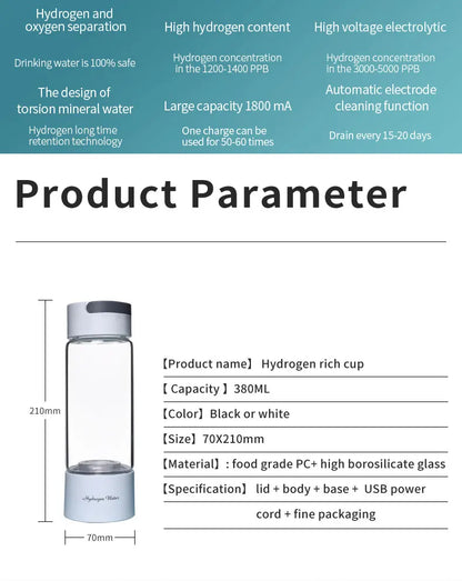 Purilite Select Portable Hydrogen Water Bottle Flask