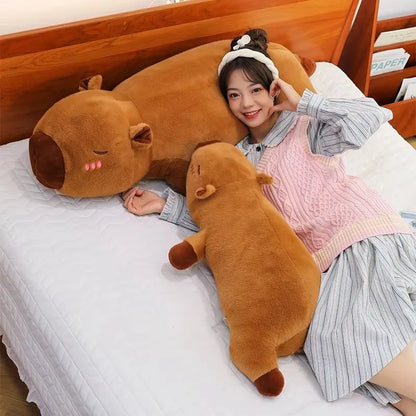 Purilite Select Kawaii Capybara Long Sleep Pillow | Cute Plush Capibara Soft Sofa Cushion & Nap Sleeping Toy