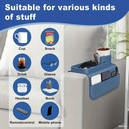 Purilite Select Silicone Coaster Sofa Cup Holder Tray | Sofa Armrest Storage Box | Side Pocket for Remote & Beverage