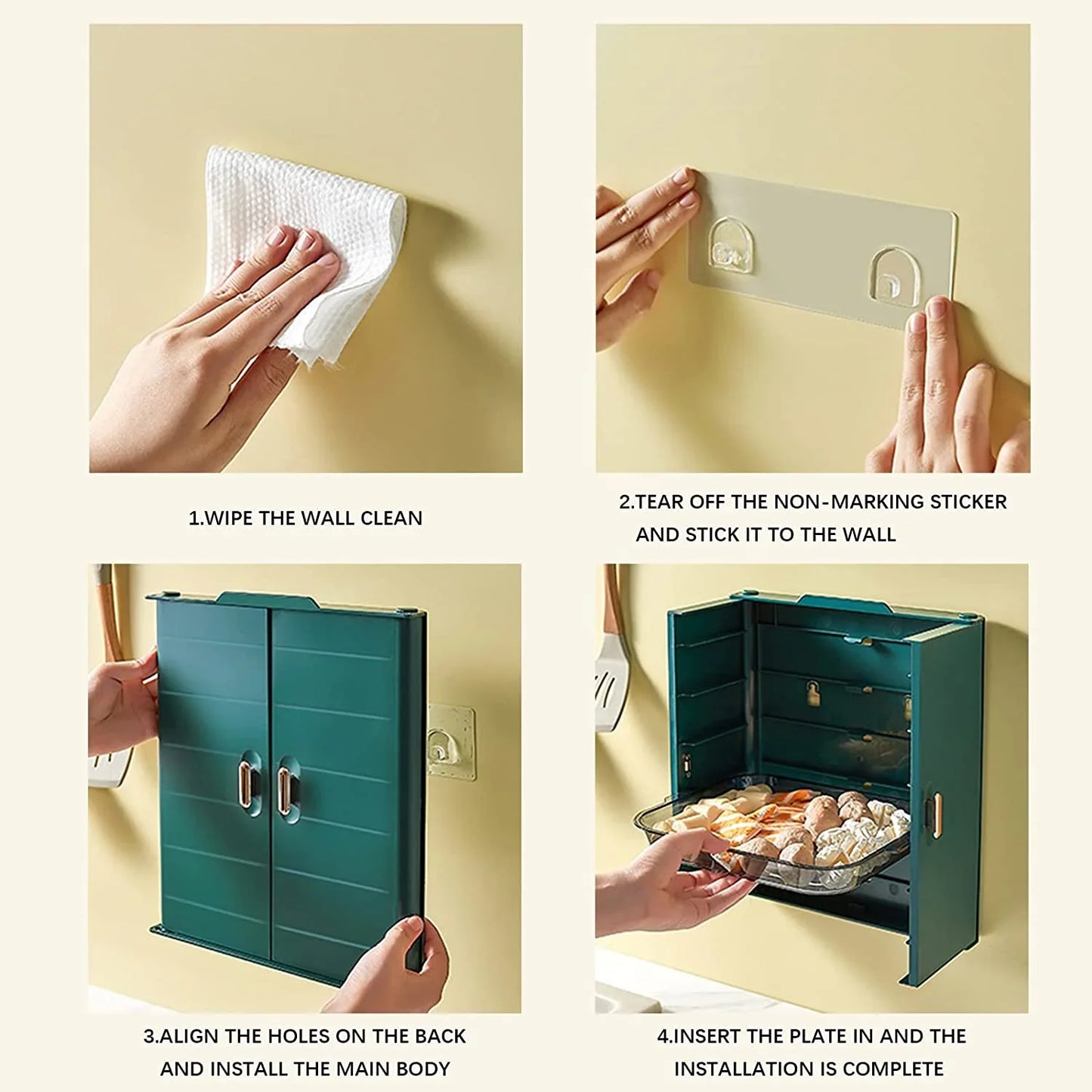 Purilite Select Foldable 6 Layer Kitchen Dish Tray Rack | Multi-Functional Side Dish Organizer | Drawer Design Storage Rack | Wall Mounted Kitchen Storage