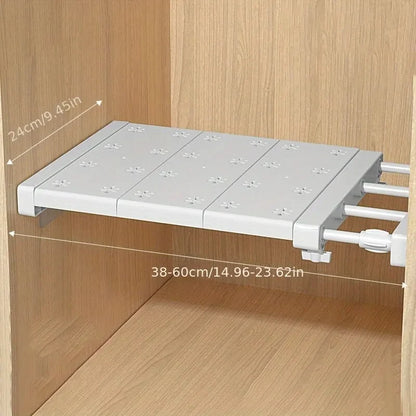 Purilite Select Expandable Wardrobe Shelf Divider | Adjustable Closet Organizer | Punch-Free Storage Rack | Retractable Cabinet Shelf | Kitchen Bathroom Space Saver