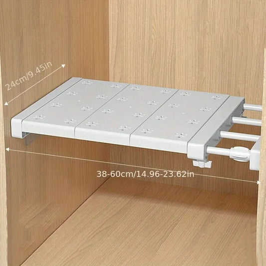 Purilite Select Expandable Wardrobe Shelf Divider | Adjustable Closet Organizer | Punch-Free Storage Rack | Retractable Cabinet Shelf | Kitchen Bathroom Space Saver