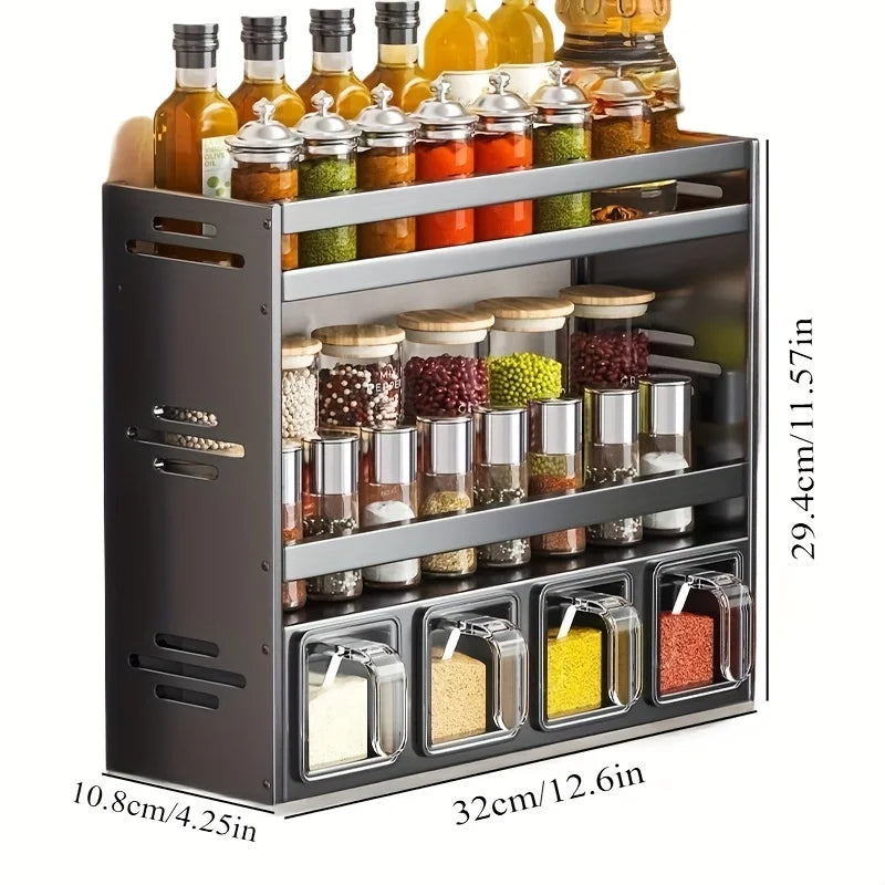 Purilite Select Wall-Mounted Kitchen Spice Rack Storage Set