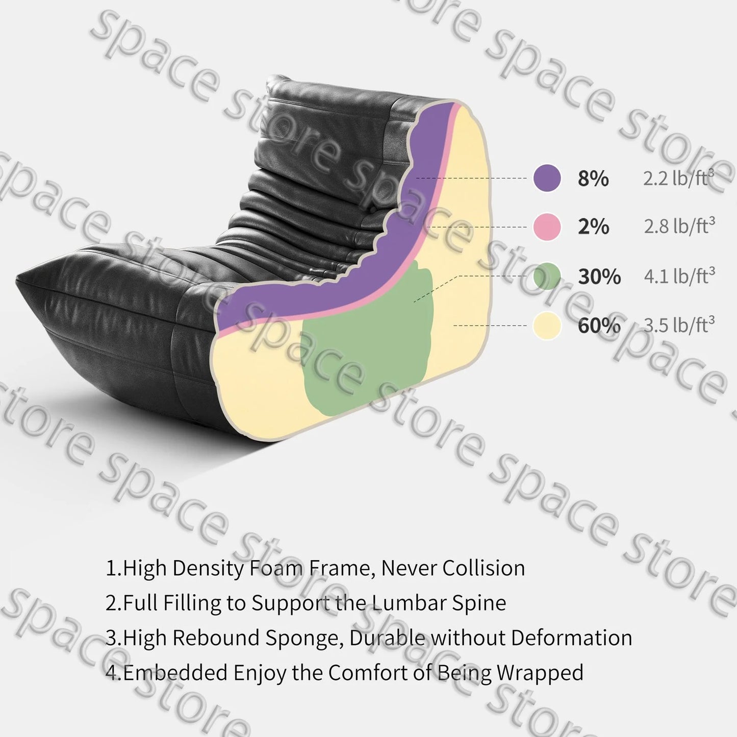 Purilite Select Caterpillar Lazy Single Sofa Chair