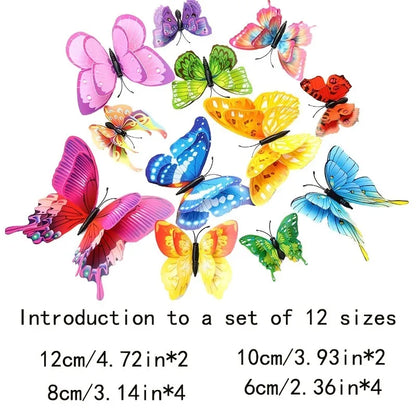Purilite Select 12Pcs 3D Double Layer Butterfly Wall Stickers
