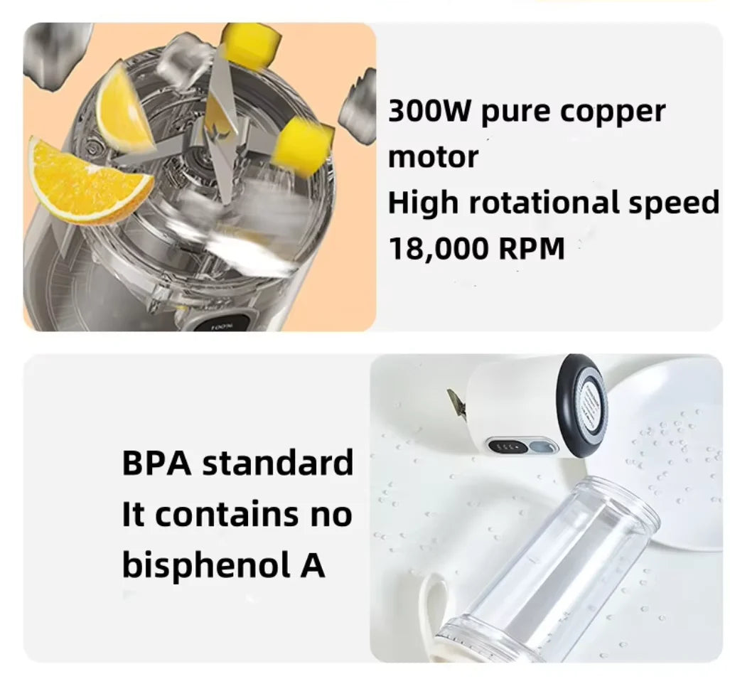 Purilite Select Portable USB Rechargeable Mini Blender Smoothie Mixer with Stainless Steel Blades