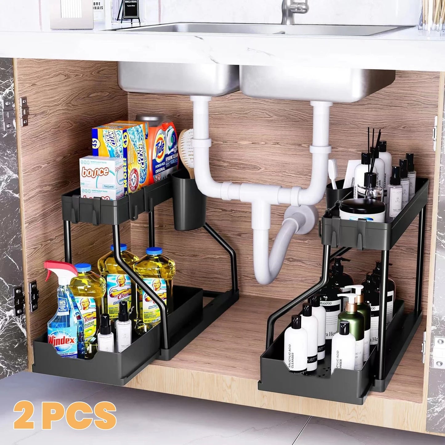 Purilite Select 2-Tier Pull-Out Storage Organizer Shelf