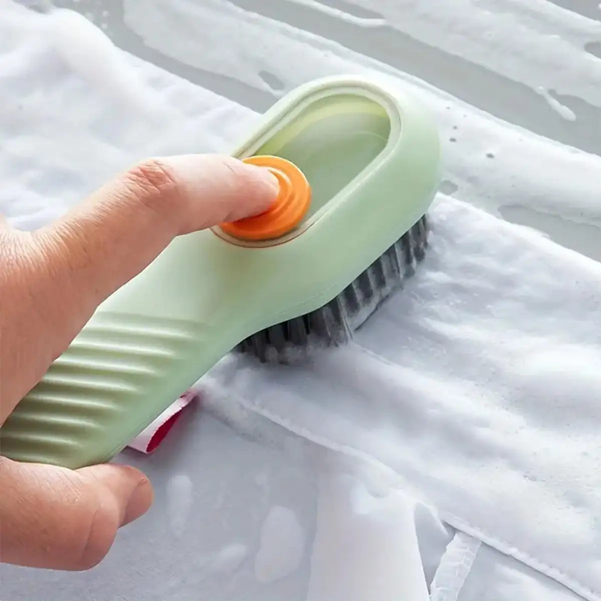 Purilite Select Multi-Function Long Handle Cleaning Brush with Press-On Liquid Dispenser for Shoes and Household Cleaning (Set of 3)