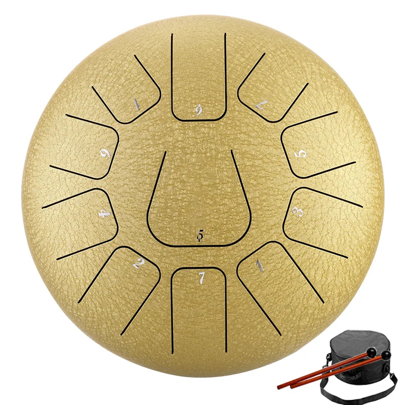 Purilite Select | 8 Inch Steel Tongue Drum 11 Notes | Key of F Handpan Drum | Meditation Yoga Musical Instrument with Carry Bag