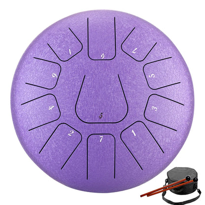 Purilite Select | 8 Inch Steel Tongue Drum 11 Notes | Key of F Handpan Drum | Meditation Yoga Musical Instrument with Carry Bag