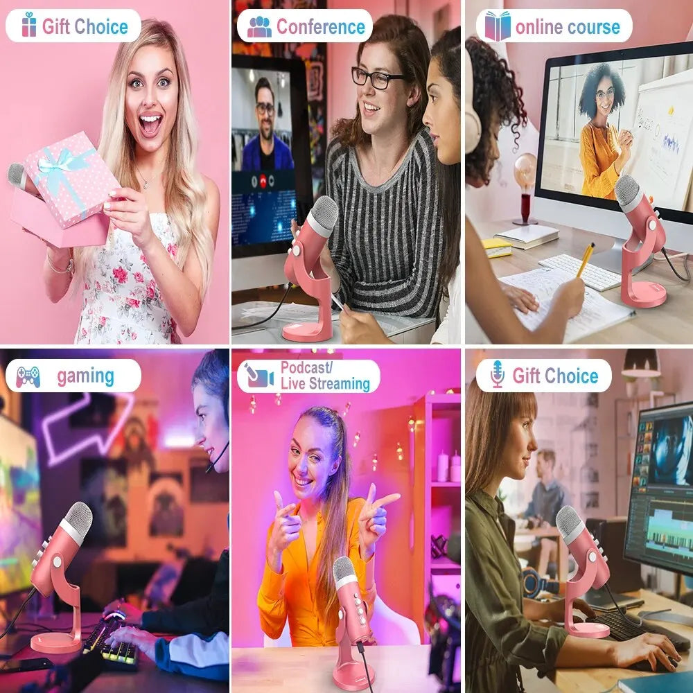 PURILITE SELECT PINK USB CONDENSER MICROPHONE – STUDIO RECORDING MIC FOR PC, MAC, PHONE, GAMING & PODCASTING