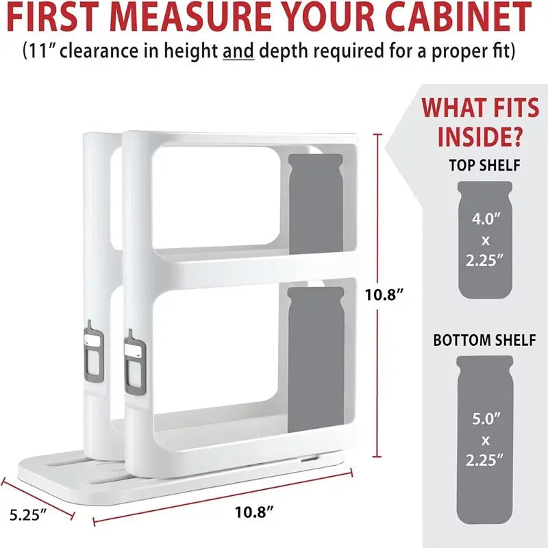 Purilite Select Kitchen Condiment Spice Organizer Rack | Multi-Function Rotating Storage Shelf | Slide Kitchen-Cabinet Cupboard Storage